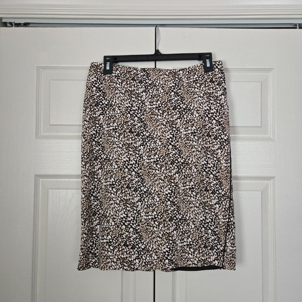 Adrianna Papell Beige and Black Career Pencil Skirt